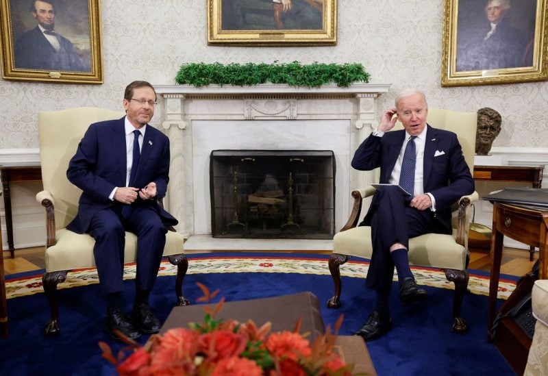 U.S. President Joe Biden meets with Israeli President Isaac Herzog in the Oval Office at the White House in Washington, U.S. October 26, 2022. REUTERS/Jonathan Ernst