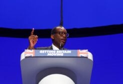 British Chancellor of the Exchequer Kwasi Kwarteng speaks during Britain's Conservative Party's annual conference in Birmingham, Britain, October 3, 2022. REUTERS/Hannah McKay