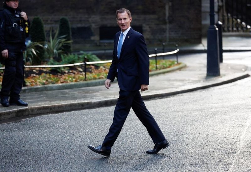 British Chancellor of the Exchequer Jeremy Hunt arrives for a Cabinet meeting on Downing Street, as a new prime minister is expected to be announced, in London, Britain, October 25, 2022. REUTERS/Peter Nicholls