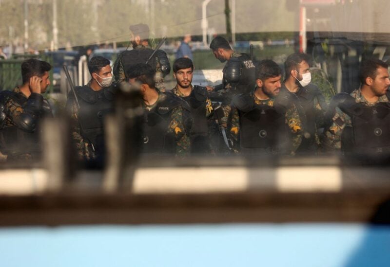 Iran's riot police forces stand in a street in Tehran, Iran October 3, 2022. WANA (West Asia News Agency) via REUTERS