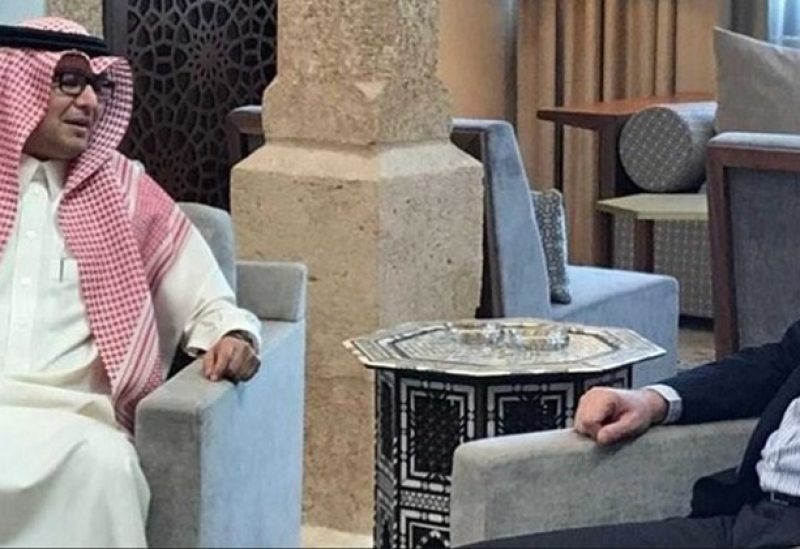 Caretaker Prime Minister Najib Mikati and Ambassador of the Kingdom of Saudi Arabia Walid Bukhari