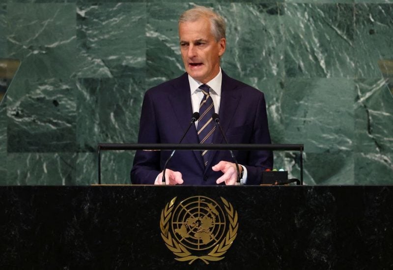 Prime Minister of Norway Jonas Gahr Stoere addresses the 77th Session of the United Nations General Assembly at U.N. Headquarters in New York City, U.S., September 22, 2022. REUTERS