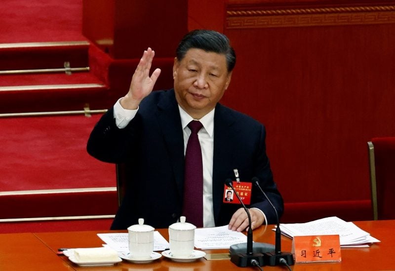 Chinese President Xi Jinping votes during the closing ceremony of the 20th National Congress of the Communist Party of China, at the Great Hall of the People in Beijing, China October 22, 2022. REUTERS/Tingshu Wang