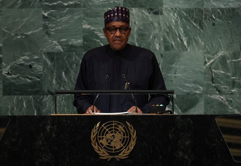 FILE PHOTO: Nigeria's President Muhammadu Buhari addresses the 77th Session of the United Nations General Assembly at U.N. Headquarters in New York City, U.S., September 21, 2022. REUTERS/Brendan Mcdermid/File Photo