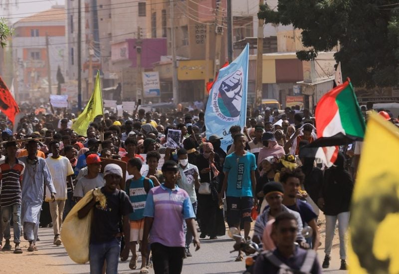 Protesters march during a rally against military rule following the last coup, in Khartoum, Sudan October 30, 2022. REUTERS/Mohamed Nureldin Abdallah