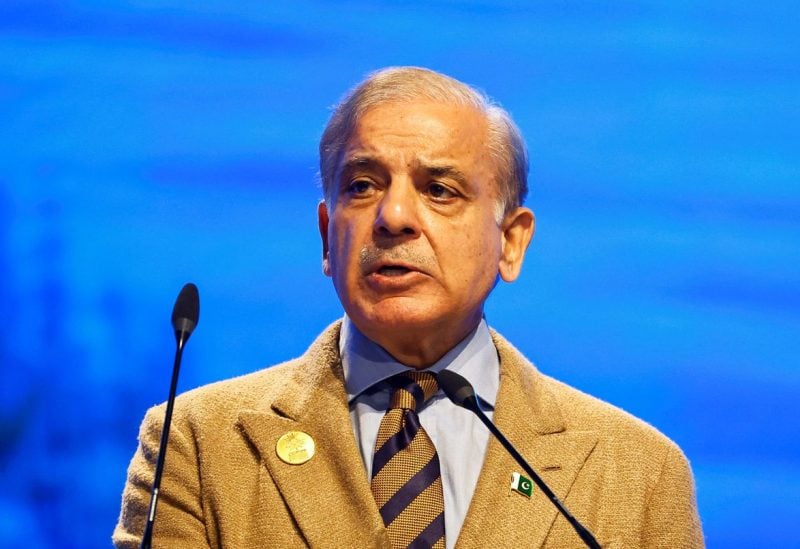 Pakistan's Prime Minister Shehbaz Sharif speaks during the COP27 climate summit in Egypt's Red Sea resort of Sharm el-Sheikh, Egypt November 8, 2022. REUTERS/Thaier Al-Sudani