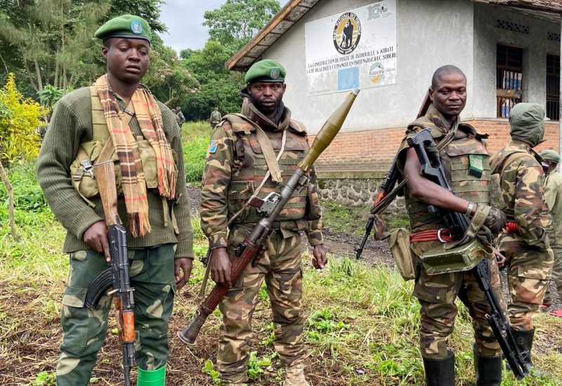 Armed Forces of the Democratic Republic of the Congo (FARDC) hold position following renewed fighting in Kilimanyoka, outside Goma in the North Kivu province of the Democratic Republic of Congo June 9, 2022. Picture taken June 9, 2022. REUTERS/Djaffar Sabiti/File Photo