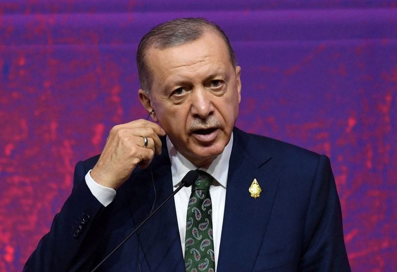 President of Turkey Recep Tayyip Erdogan delivers his messages to the journalists in G20 Summit's news conference in Media Center, BICC, Nusa Dua, Badung Regency, Bali, Indonesia, November 16, 2022. ADITYA PRADANA PUTRA/G20 Media Center/Handout via REUTERS