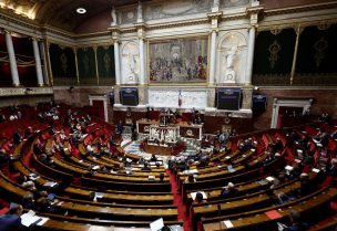 A general view shows the hemicycle as members of parliament attend a debate at the National Assembly in Paris, France, October 19, 2022. REUTERS/Benoit Tessier/File Photo