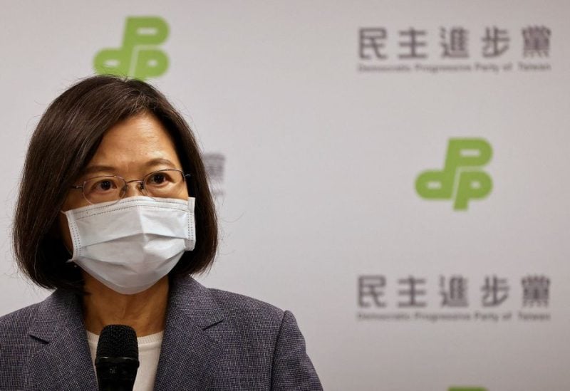 Taiwanese President Tsai Ing-wen announces to resign as Democratic Progressive Party chair to take responsibility for the party's performance in the local elections in Taipei, Taiwan, November 26, 2022. REUTERS/Ann Wang