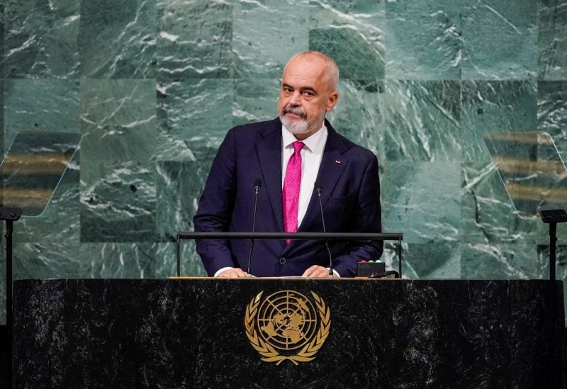 Albanian Prime Minister Edi Rama addresses the 77th Session of the United Nations General Assembly at U.N. Headquarters in New York City, U.S., September 24, 2022. REUTERS/Eduardo Munoz/File Photo