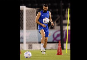 Soccer Football - FIFA World Cup Qatar 2022 - France Training - Al Sadd SC Stadium, Doha, Qatar - November 19, 2022 France's Karim Benzema during training REUTERS/Annegret Hilse