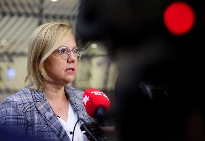 Polish Minister of Climate and Environment Anna Moskwa speaks as she takes part in an extraordinary meeting of European Union energy ministers in Brussels, Belgium July 26, 2022. REUTERS/Johanna Geron