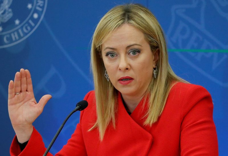 Italian Prime Minister Giorgia Meloni speaks during a news conference to present her government's first budget in Rome, Italy, November 22, 2022. REUTERS/Remo Casilli/File Photo