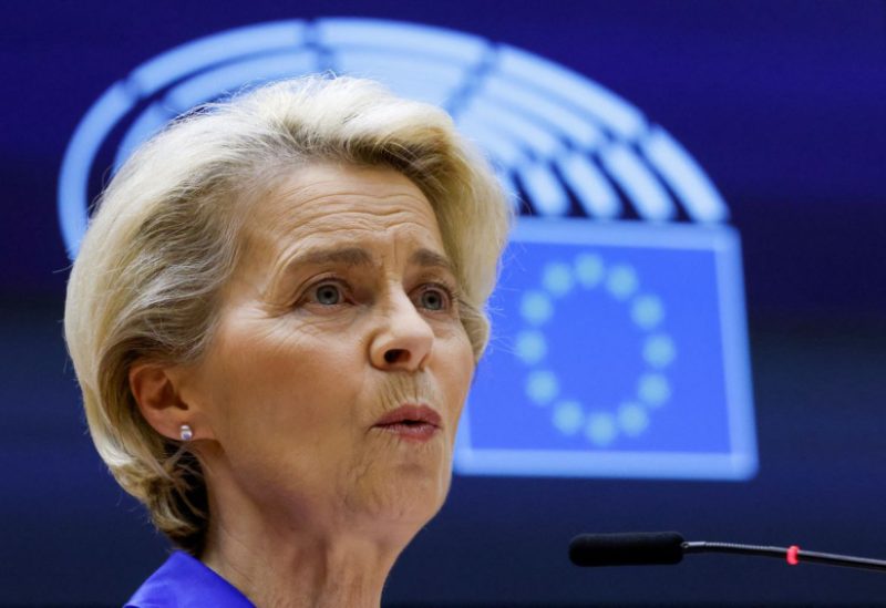 European Commission President Ursula von der Leyen addresses the European Parliament plenary session in Brussels, Belgium November 9, 2022. REUTERS/Yves Herman