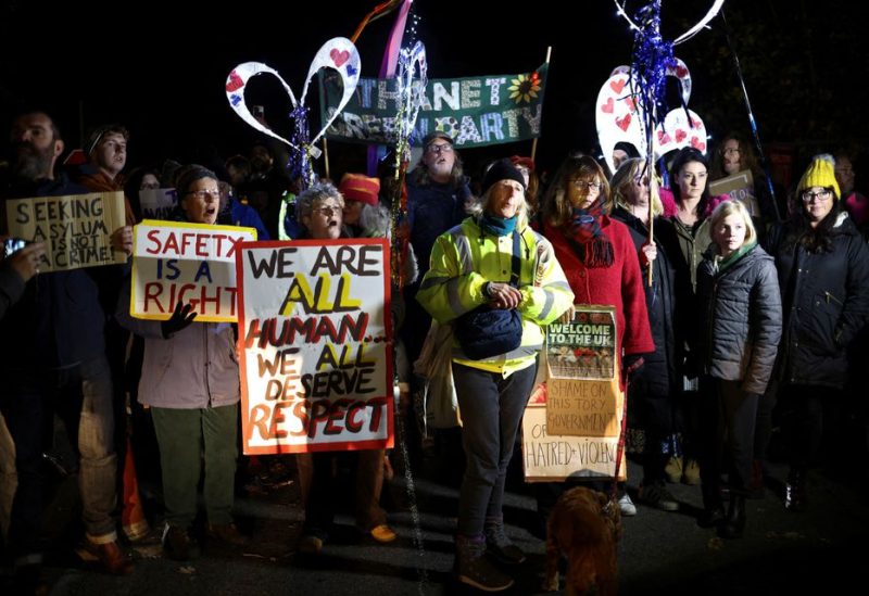 People hold a vigil calling for the immigration processing centre to be closed in Manston, Britain, November 2, 2022. REUTERS/Henry Nicholls
