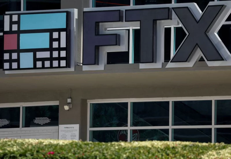 The logo of FTX is seen at the entrance of the FTX Arena in Miami, Florida, U.S., November 12, 2022. REUTERS