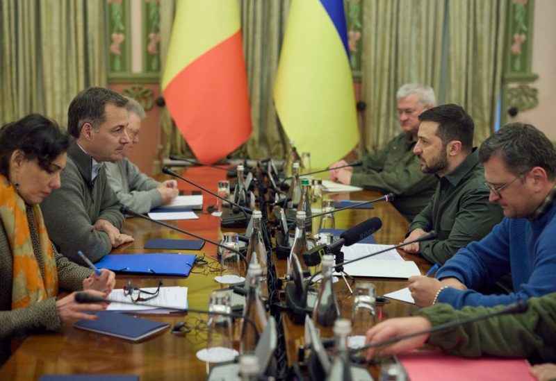 Ukraine's President Volodymyr Zelenskiy and Belgium's Prime Minister Alexander De Croo attend a meeting, amid Russia's attack on Ukraine, in Kyiv, Ukraine November 26, 2022. Ukrainian Presidential Press Service/Handout via REUTERS