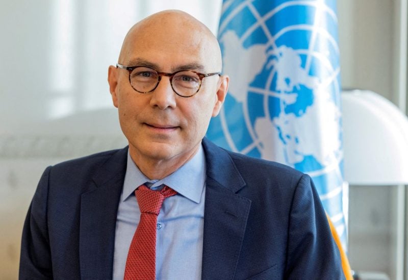 The new UN High Commissioner for Human Rights Volker Turk, of Austria, poses in his office at the Palais Wilson, during a photocall for his taking official functions as United Nations High Commissioner for Human Rights in Geneva, Switzerland October 17, 2022. Salvatore Di Nolfi/Pool via REUTERS