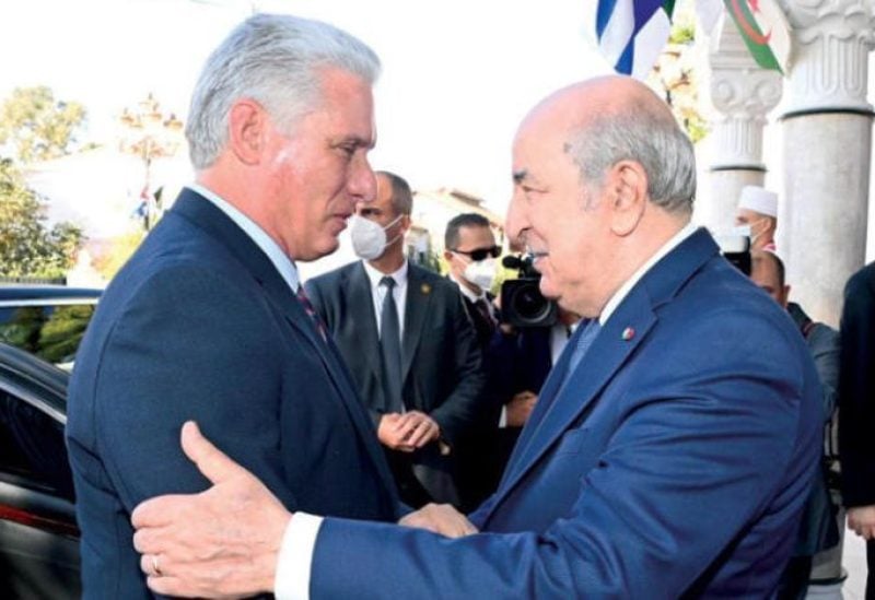 Algerian President Abdelmajid Tebboune meeting with his Cuban counterpart in the Algerian capital on Thursday (presidency)