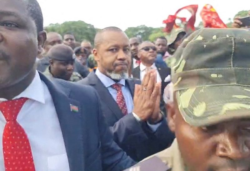 Malawi's Vice President Saulos Klaus Chilima gestures after being granted bail, according to media, in Lilongwe, Malawi November 25, 2022 in this screen grab from social media video obtained by Reuters. /via REUTERS THIS IMAGE HAS BEEN SUPPLIED BY A THIRD PARTY. NO RESALES. NO ARCHIVES.