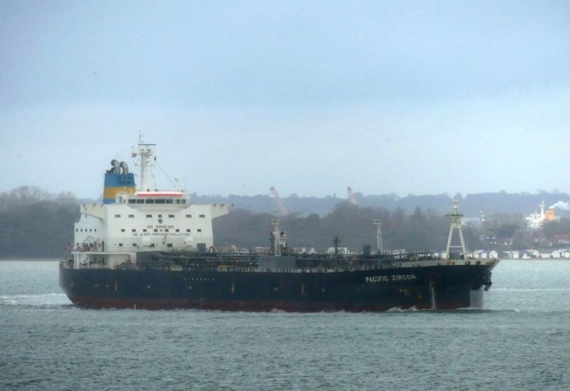 Tanker Pacific Zircon is seen at sea near Isle of Wright, Britain in this undated handout picture. David Potter/Handout via REUTERS