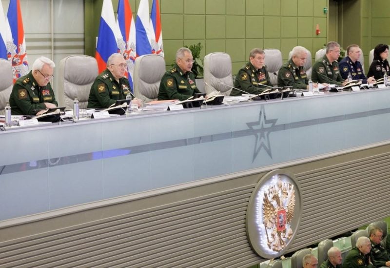 Russian Defence Minister Sergei Shoigu chairs a meeting at the National Defence Control Centre in Moscow, Russia November 1, 2022. Russian Defence Ministry/Handout via REUTERS