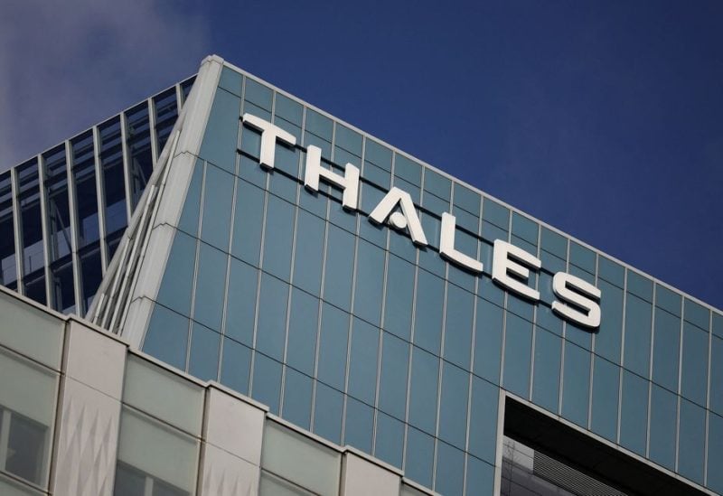 The logo of French defence and electronics group Thales is seen at an office building at the financial and business district of La Defense in Courbevoie near Paris, France, January 31, 2022. REUTERS