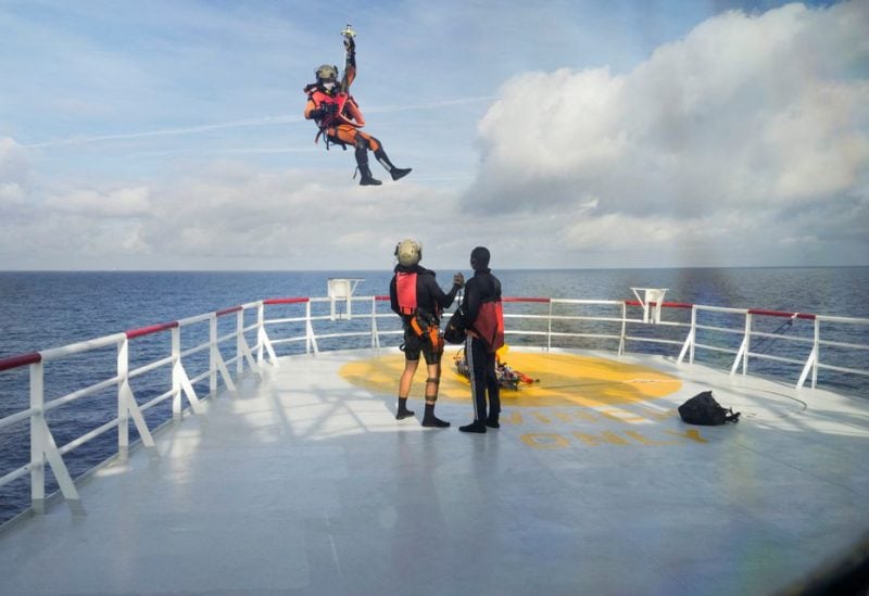 A French officer lands on rescue ship 'Ocean Viking', in the Mediterranean Sea, November 10, 2022. Camille Martin Juan/Sos Mediterranee/Handout via REUTERS