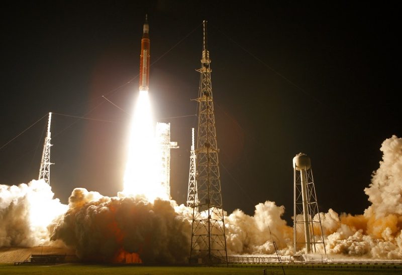 NASA's next-generation moon rocket, the Space Launch System (SLS) rocket with the Orion crew capsule, lifts off from launch complex 39-B on the unmanned Artemis1 mission to the moon at Cape Canaveral, Florida, U.S. November 16, 2022. REUTERS/Joe Skipper