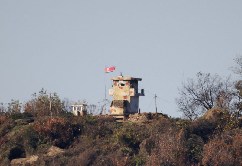 A North Korean guard post is seen in this picture taken near the demilitarized zone separating the two Koreas, in Paju, South Korea, November 4, 2022. REUTERS/Kim Hong-Ji