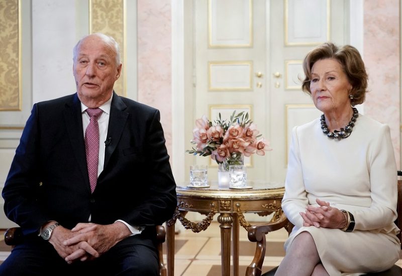 Norway's King Harald and Queen Sonja comment that Princess Martha Louise will no longer carry out official duties for the royal household, in Oslo, Norway, in this image received by Reuters on November 8, 2022. NTB/Terje Pedersen/via REUTERS ATTENTION EDITORS - THIS IMAGE WAS PROVIDED BY A THIRD PARTY. NORWAY OUT. NO COMMERCIAL OR EDITORIAL SALES IN NORWAY.