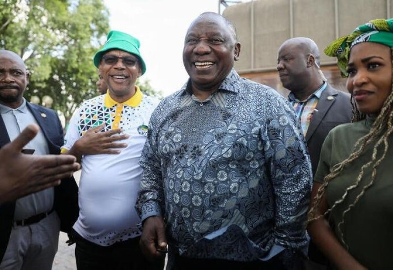 South African President Cyril Ramaphosa speaks to members of the media after attending the African National Congress (ANC) National Working Committee meeting in Johannesburg, South Africa, December 4, 2022. REUTERS/Sumaya Hisham