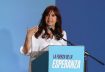 Argentina's Vice President Cristina Fernandez de Kirchner speaks onstage during a party rally inside the Diego Maradona stadium, in La Plata, on the outskirts of Buenos Aires, Argentina November 17, 2022. REUTERS/Agustin Marcarian