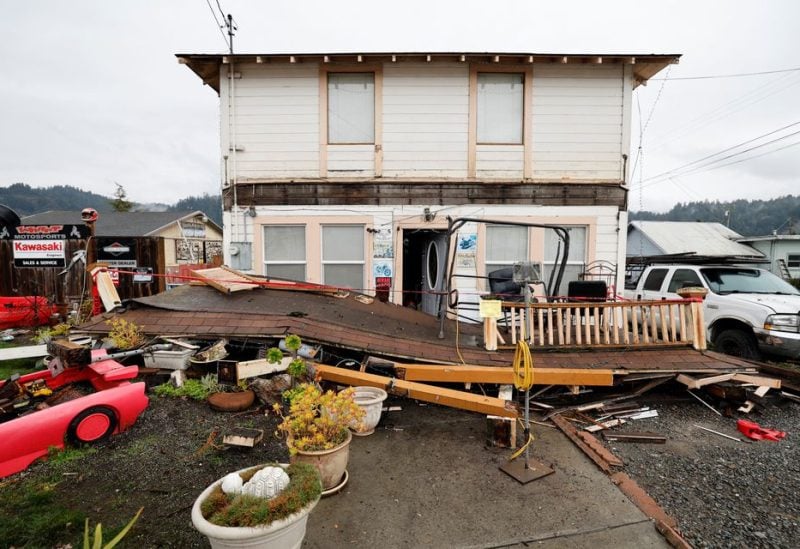 The collapsed second story porch of a house is seen after a strong 6.4-magnitude earthquake struck off the coast of northern California, in Rio Dell, California, U.S. December 20, 2022. REUTERS/Fred Greaves