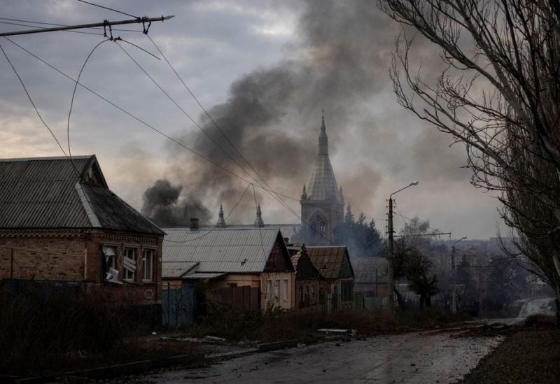 Residential houses are damaged by a Russian military strike, amid Russia's attack on Ukraine, in Bakhmut in Donetsk region, Ukraine, December 9, 2022. REUTERS/Yevhen Titov/File Photo