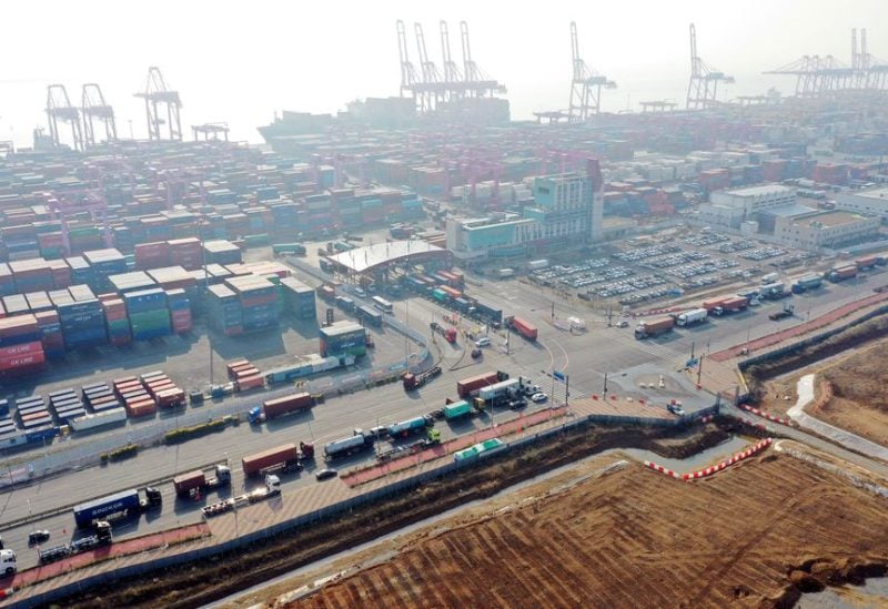 Trucks move into a port in Incheon, on the day truckers voted to end a nationwide strike, west of Seoul, South Korea December 9, 2022. Yonhap via REUTERS