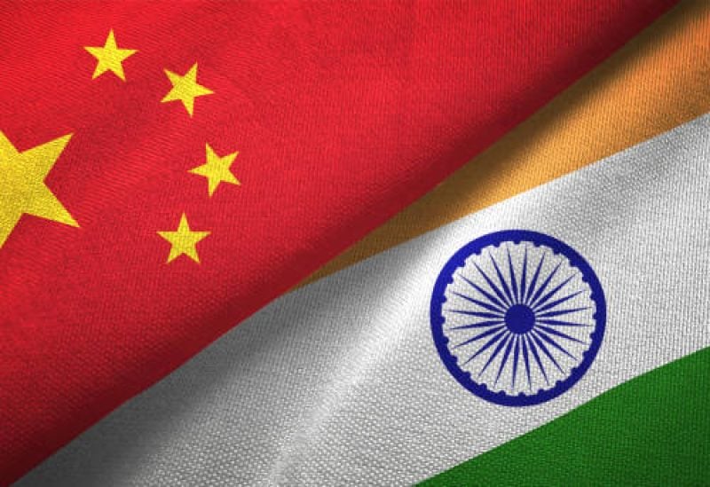 India and China flag together realtions textile cloth fabric texture