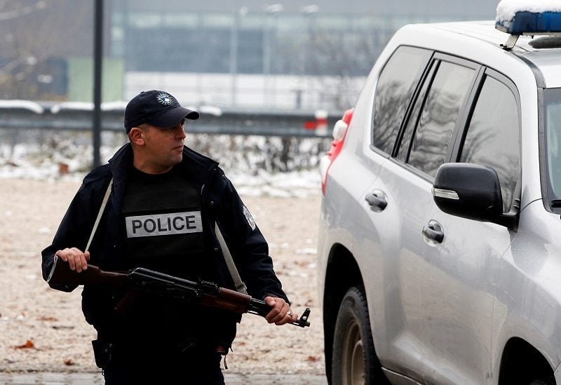 Kosovo police officers patrol in North Mitrovica, Kosovo December 14,2022. REUTERS/Ognen Teofilovski