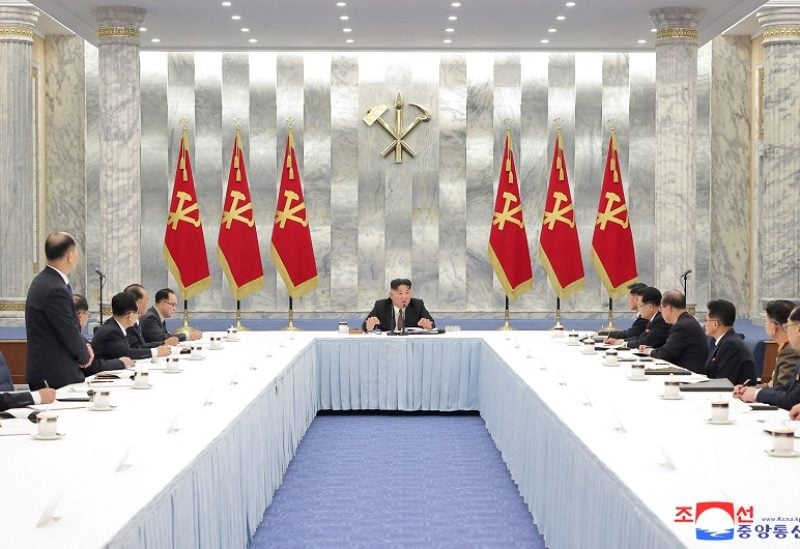 North Korean leader leader Kim Jong Un attends the 12th Meeting of the Political Bureau of the 8th Central Committee of the Workers' Party of Korea (WPK), in Pyongyang, North Korea, in this photo released on December 31, 2022 by North Korea's Korean Central News Agency (KCNA). KCNA via REUTERS ATTENTION EDITORS - THIS IMAGE WAS PROVIDED BY A THIRD PARTY. REUTERS IS UNABLE TO INDEPENDENTLY VERIFY THIS IMAGE. NO THIRD PARTY SALES. SOUTH KOREA OUT. NO COMMERCIAL OR EDITORIAL SALES IN SOUTH KOREA.