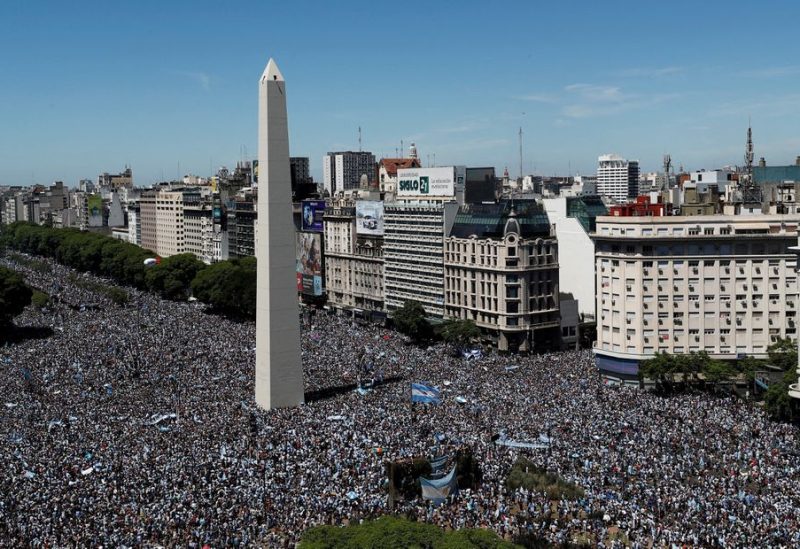 Argentina Victory Parade after winning the World Cup - Buenos Aires, Argentina - December 20, 2022 General view of the Obelisco as Argentina fans are seen ahead of the victory parade REUTERS
