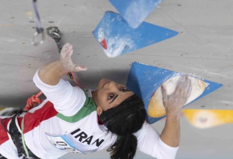 Elnaz Rekabi during her participation in the Asian Climbing Championship in South Korea (EPA)
