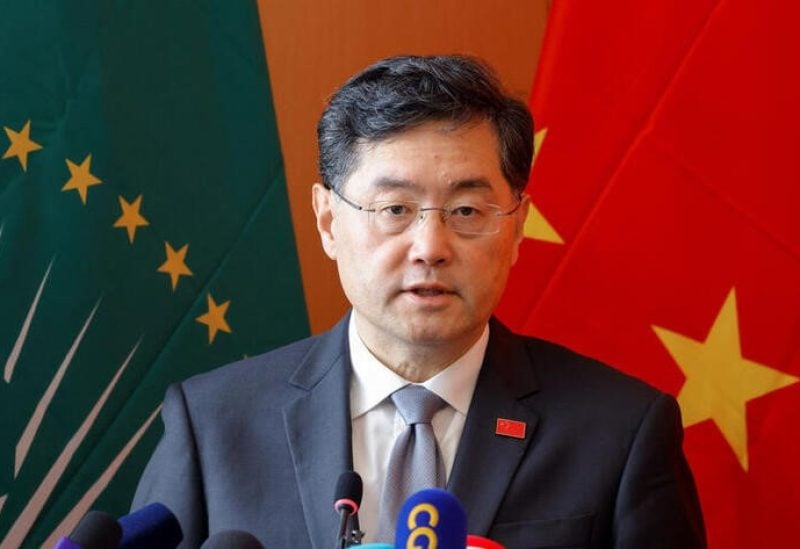 China's Foreign Minister Qin Gang addresses delegates at the inauguration of the new Africa Centres for Disease Control and Prevention headquarters, which China is building and equipping in Addis Ababa, Ethiopia, January 11, 2023. REUTERS/Tiksa Negeri