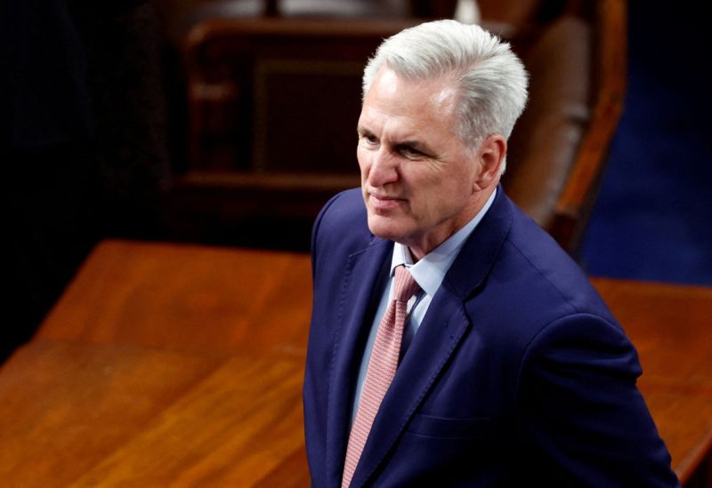 House Minority Leader Rep. Kevin McCarthy (R-CA) attends a joint meeting of the U.S. Congress in the House Chamber of the U.S. Capitol where Ukraine's President Volodymyr Zelenskiy will deliver remarks, in Washington, U.S., December 21, 2022. REUTERS/Evelyn Hockstein/File Photo