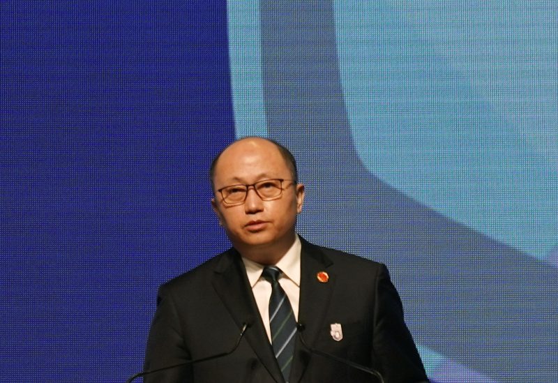 Zheng Yanxiong, director of Hong Kong's national security office, speaks at a ceremony marking the National Security Education Day in Hong Kong, China April 15, 2021. REUTERS/Lam Yik