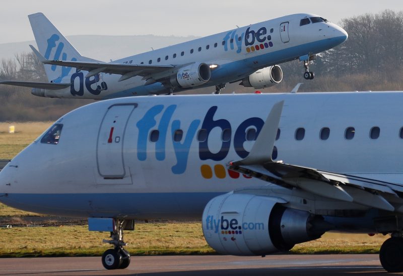 A Flybe plane takes off from Manchester Airport in Manchester, Britain January 20, 2020. REUTERS/Phil Noble/Files