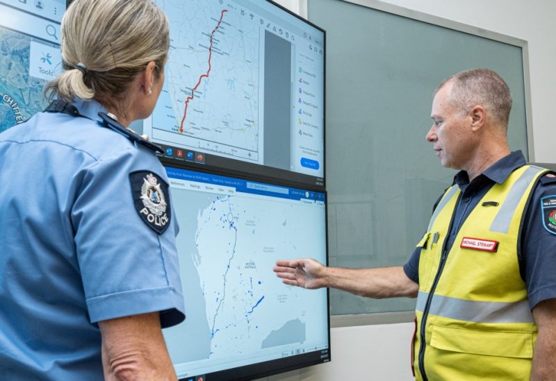 Members of the Incident Management Team coordinate the search for a radioactive capsule at the Emergency Services Complex in Cockburn, Australia, in this undated handout photo. Department of Fire and Emergency Services/Handout via Reuters