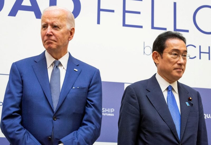 President Joe Biden and Japanese Prime Minister Fumio Kishida attend the Japan-U.S.-Australia-India Fellowship Founding Celebration event, in Tokyo, Japan, May 24, 2022. Yuichi Yamazaki/Pool via REUTERS/File Photo