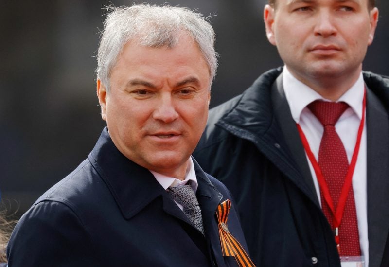 Russia's State Duma Speaker Vyacheslav Volodin attends a military parade on Victory Day, which marks the 77th anniversary of the victory over Nazi Germany in World War Two, in Red Square in central Moscow, Russia May 9, 2022. REUTERS/Maxim Shemetov/File Photo