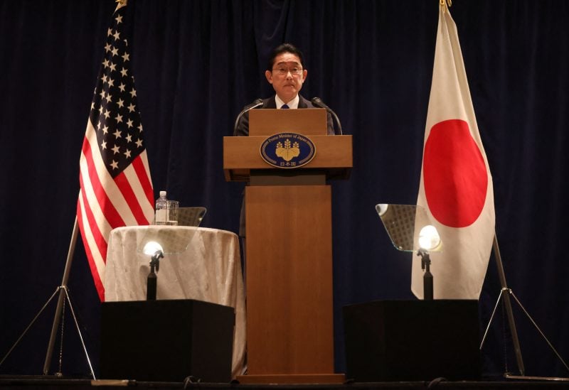 Japan's Prime Minister Fumio Kishida speaks during a news conference following the US-Japan summit in Washington, U.S., January 14, 2023. REUTERS/Julia Nikhinson/Files